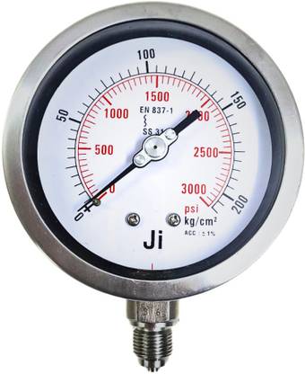 Japsin instrumentation Pressure Gauge, 4" Dial, 0-210 Kg/Cm2, Bottom Entry 3/8" BSP (M) Connection SS Dial Indicator