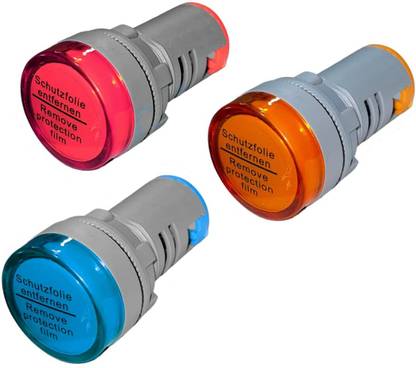 Leyden 12-220V AC/DC R-Y-B Multiple Voltage LED Round Indicator 22mm Panel Indicator Test Indicator