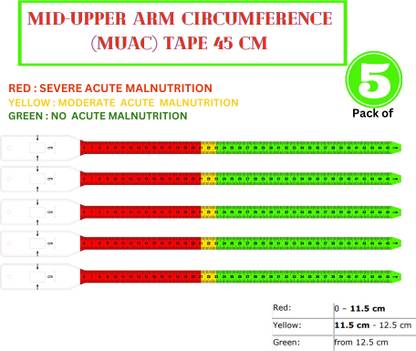 3S Mid-Upper Arm Circumference (MUAC) 45Cm for Children,Pregnant women(5 Pcs) मेज़रमेंट टेप