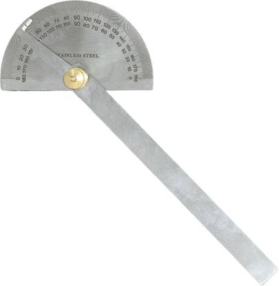 Aaisha Crafts Stainless Steel Round Protractor 0-180° – 15cm Angle Tool with Scriber Measurement Tape