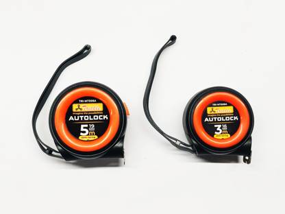 4MECH 3m + 5m Premium Plastic AutoLock Measuring Tape for Home and Professional Use Measurement Tape