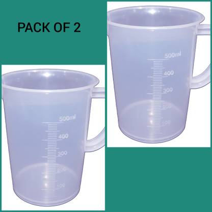 E&E Polylab Polypropylene Measuring Jug with Handle Measuring Cup 500 ml (Pack of 2) Measuring Cup