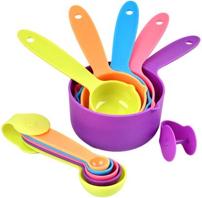 MobFest ® 10 Pcs Colorful Measuring Cup and Spoon for Measuring Sugar Scoop Flour Measuring Cup Set