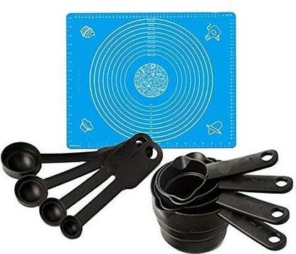 Naama Bakeware Silicone Cake Mat with Measurement Guide & Measuring Spoons & Cups Measuring Cup Set