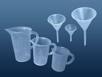Widely Pure Plastic Measuring jug 1000ml, 500ml, 250ml, and 3PCS Plastic funnels set Measuring Cup Set