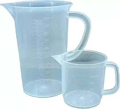 E&E Transparent Measuring Jugs 1000ml, 250ml Combo Moulded in Polypropylene Measuring Cup