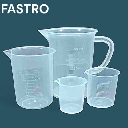 fastro Plastic Jug 500ml & Beaker 250, 100, 50ml Combo Measuring Cup Set