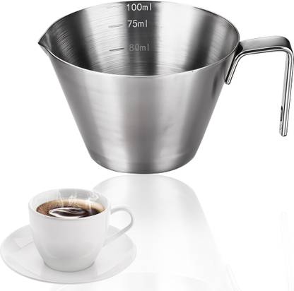 SUPVOX Stainless Steel Espresso Measuring Cup 100ml Dual Nozzle Measuring Cup