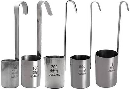 Silver tech Set of Aluminium liter Cups . Set of 5 (50ml, 100ml, 200ml, 500ml & 1Ltr.) Measuring Cup