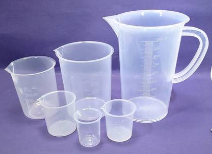 moolenterprises Transparent Plastic Measuring Jug 1000ml & Beaker 500,250,100,50,25ml (set of 6) Measuring Cup Set