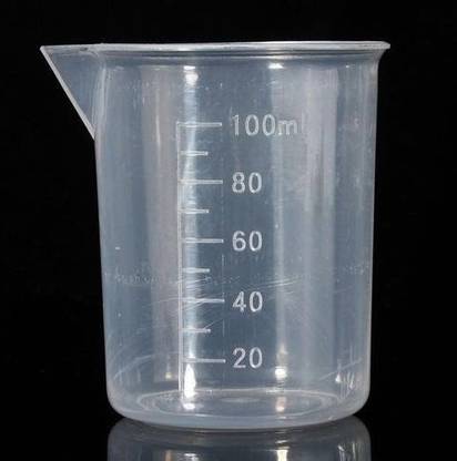 Greyart 100 ML Plastic Beaker for Laboratory Use Kitchen Science Lab Use Plastic Beaker Measuring Cup