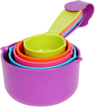 INKULTURE Compact Food Measurement Preparation Measure Measuring Spoon and Cup Set, Set of 6 (Multi-Colour Measuring Cup Set