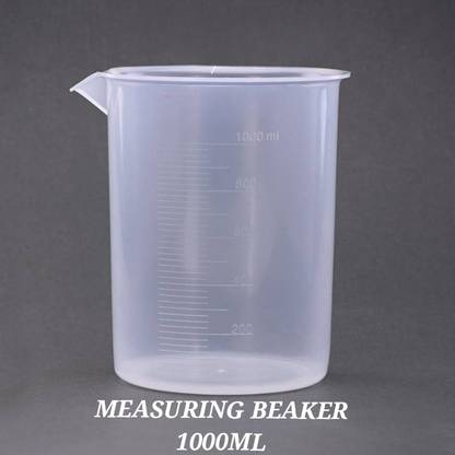 E&E Plastic Measuring Beaker 1000 ml Transparent for Measuring Solids & Liquids Measuring Cup