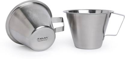 KMW Stainless Steel Measuring Jug with Handle without Base | 250 ML (Pack of 2) Measuring Cup
