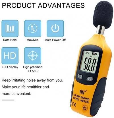 Real Instruments HT-80A Sound Noise Level Test Measurement Equipment Decibel Meter Device Single Unit Measuring Wheel