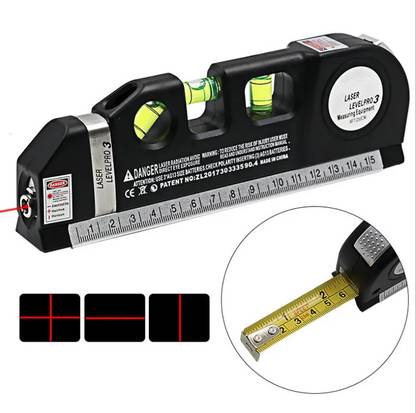 Dk Life Laser Level Line Laser Measure Tape Standard Cross Line Laser 8 feet Measure Tape Ruler Tool Adjusted Metric Rulers Non-magnetic Electronic Level