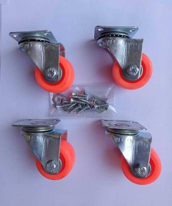 castersman 4 x Small 1.5" Single Wheel PU Castor 200kg Load Capacity(Silver)screw included Single Unit Measuring Wheel