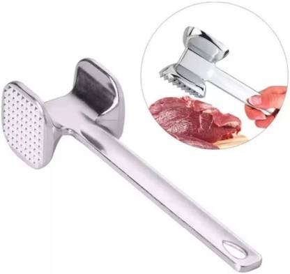 JIG'sMART Meat Hammer for Chicken Fish Meat Pounder with Rubber Comfort Grip Handle Stainless Steel, Steel Hammer Meat Tenderizer