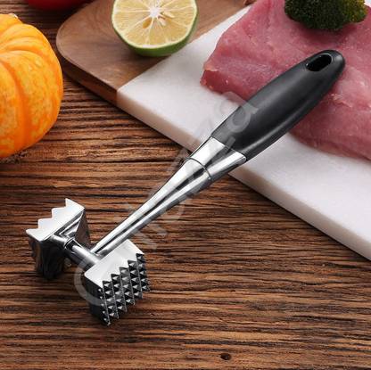 Grilazza Dual-Sided Chicken Meat Tenderizer Hammer Pounders Rubber Grip Cooking Tool Stainless Steel Hammer Meat Tenderizer