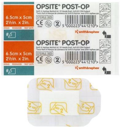 smith and nephew Opsite Post-Op Waterproof Dressing, Size - 6.5cm x 5cm pack of 25 Films Medical Dressing