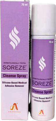 Soreze Cleanse Medical Adhesive Remover Spray | Dermatologically Tested | 70ml Hydrocolloid Medical Dressing