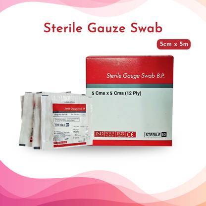 LISAMED Sterile Gauze Swabs 5cm x 5m(12 Ply) 4 pcs in pouch packing of 10 pouches 40 pcs Gauze Medical Dressing