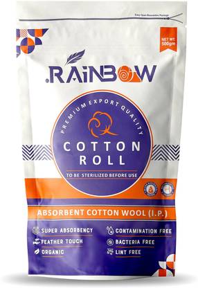 RAINBOW Cotton Roll 500gm(Pack of 20) – Soft,Absorbent Cotton for Baby,First Aid,Makeup Interactive dressings Medical Dressing