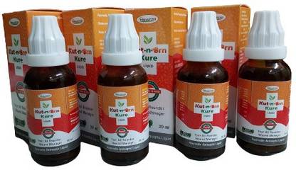 Himaayush KUT-N-BRN KURE 100% AYURVEDIC ANTISEPTIC SOLUTION ( Pack of 4 ) ( 120ml ) - Cures any external Wound ,Injury, Cut, Bleeding, Burn , Boil , Black Spot , White patches over skin - Excellant Wound Dressing and Healing medicine Interactive dressings Medical Dressing