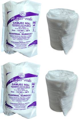 Agarwals Gamjee Roll Post Operation Absorbent Cotton Wool 15cm x 3mtr(Pack of 2) Interactive dressings Medical Dressing