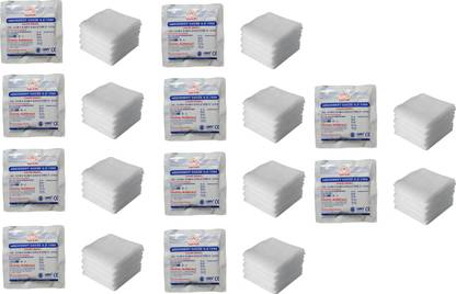 Agarwals Absorbent Gauze Swabs Sterile 10 cm X 10 cm X 12 ply (5Pcs/Pack) - Pack of 10 Gauze Medical Dressing