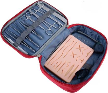 REVITI Suture Practice Kit - 8 forceps with Advanced Model Skin Suture Pad for Medical Students(18 pre-Cut Wounds) Medical Equipment Combo