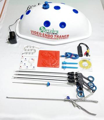 RUDRA SURGICALS WITH DEVICE Laparoscopic Beetle Shape Virtual Endotrainer with 5 instruments Medical Equipment Combo