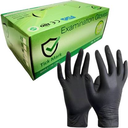 tick mark Black Nitrile Gloves Powder Free & Medical Grade Disposable Hand Gloves Nitrile Examination Gloves