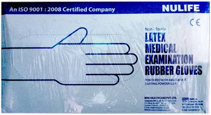 Nulife LATEX MEDICAL EXAMINATION RUBBER GLOVES MEDIUM Latex Examination Gloves