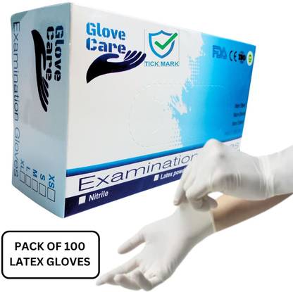 tick mark GLOVE CARE Latex Surgical Gloves Multi-Purpose Use,clinic,Salon Latex Examination Gloves
