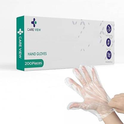 careview Disposable Hand Gloves | Pack of 200 | Transparent Gloves | Universal Size Glove Neoprene Examination Gloves