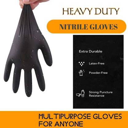 WOVFLY CARING SOLUTIONS Disposable Nitrile Examination Gloves | Black Size M | Multipurpose Gloves Nitrile Examination Gloves