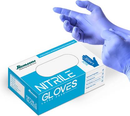 Romsons Nitrile Medical Gloves | Powder-Free | Latex-Free | Medium Size Nitrile Examination Gloves