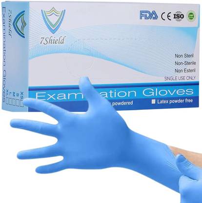 7SHIELD Blue Nitrile Gloves Powder Free&Medical Grade Disposable Hand Gloves Nitrile Examination Gloves