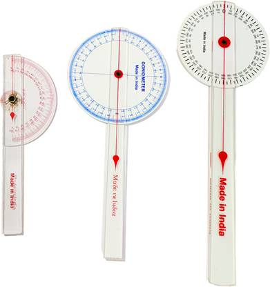 LISAMED Goniometer Degree Protector Angle Finder Arm Rule Measurement Scale Set of 3 PVC Medical Goniometer