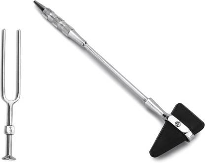 Dr. TORSO Percussion Knee Hammer with Tuning Fork (512 Hz) Built-in Brush I Premium Medical Hammer