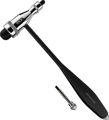 MDF Tromner Neurological Reflex Hammer w/ Built in Brush, Light, HDP Handle (Black) Medical Hammer