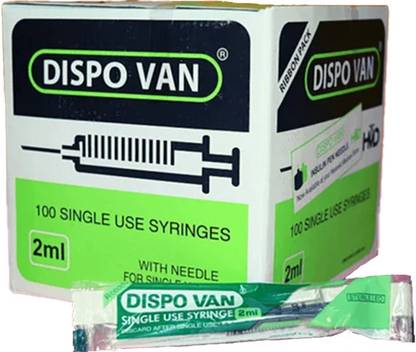 Lisamed Dispovan Syringe with needle 2ml, Single use Syringes 100 Pcs Medical Needle