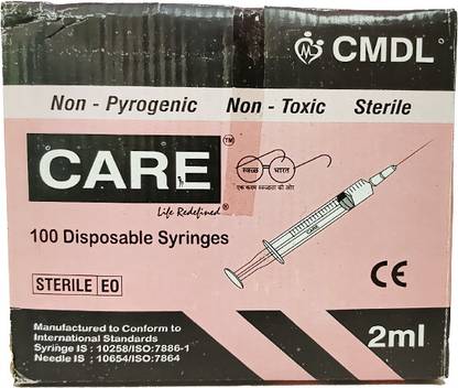 CARE Syringe with needle 2ml, Single use Syringes 25 Pcs Medical Needle