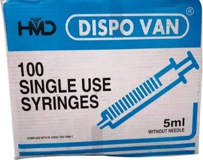 hmd Dispovan Disposable 5ml injection syringe/medical syringe(Pack of 100)-(B-Arm) Medical Needle