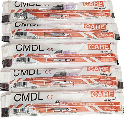 CARE Syringe with needle 2ml, Single use Syringes 25 Pcs Medical Needle