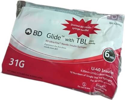 Becton BD Ultra Fine Needle Insulin Syringes [6mm-U40] 31G (Pack of 20) Medical Needle