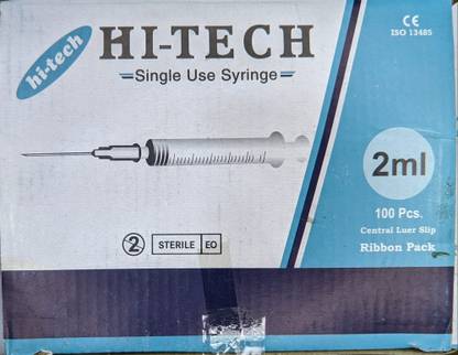 HI-TECH DISPOSABLE SINGLE SUE ONLY SYRINGE IN ( 2ML X 50PICS. ) Medical Needle