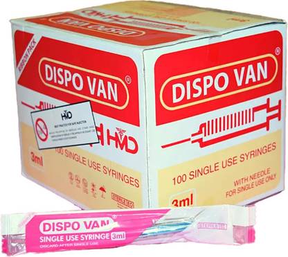 DISPOVAN Dispovan Syringe with needle 3ml, Single use Syringes 100 Pcs Medical Needle