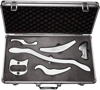 Biotronix Stainless Steel Gua Sha Scraping Massage Tool Set 6 Pc IATSM Kit Medical Reacher & Grabber